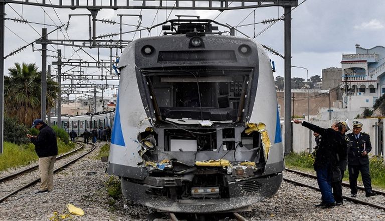 حادث تصادم قطارين في تونس