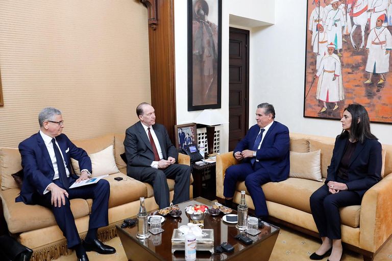 عزيز أخنوش رئيس الحكومة المغربية ورئيس مجموعة البنك الدولي، ديفيد مالباس