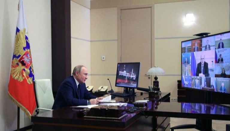 بوتين يترأس اجتماعًا حكوميًا عبر الفيديو في 23 مارس 2022-  أ. ف. ب