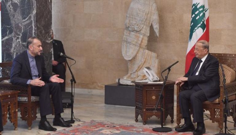 جانب من لقاء عبد اللهيان والرئيس اللبناني ميشال عون