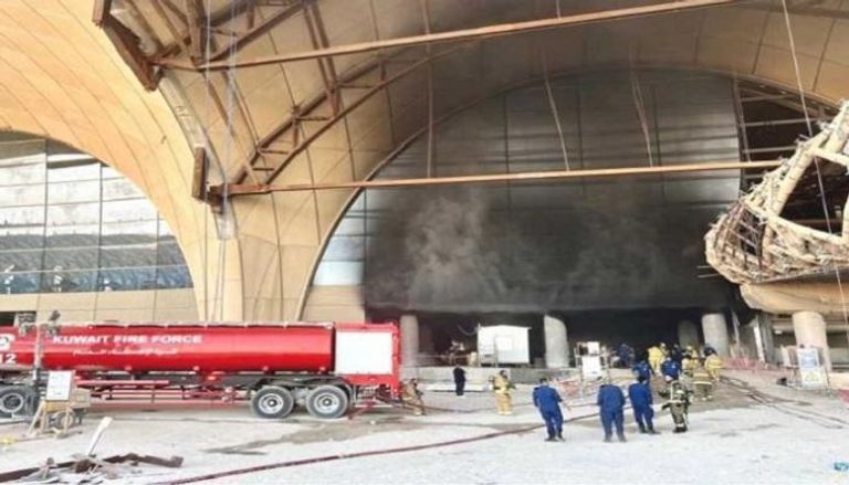 حريق محدود بمشروع مطار الكويت الجديد 