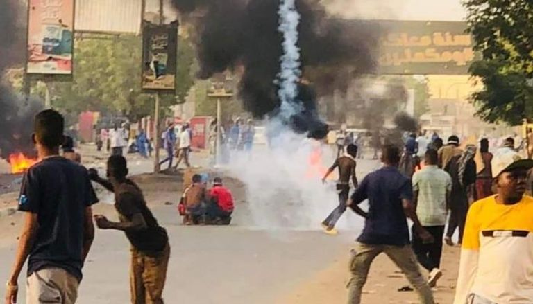 جانب من مظاهرات اليوم في الخرطوم