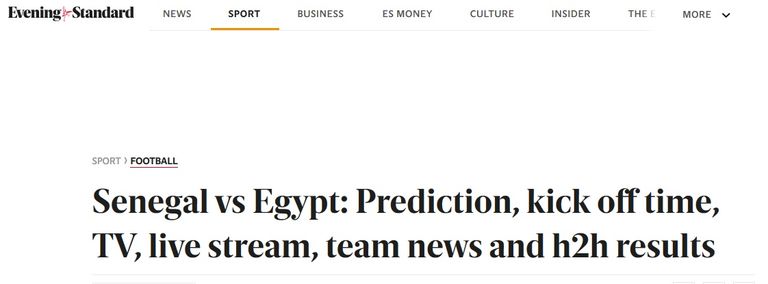 إيفينينج ستاندرد مباراة مصر والسنغال