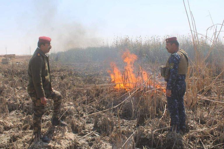 قوة من الشرطة الاتحادية عند وكر لداعش جنوب كركوك