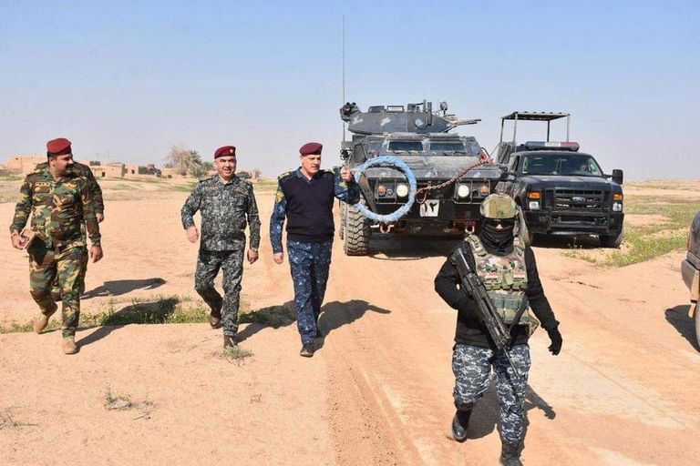 قوة من الشرطة الاتحادية عند وكر لداعش جنوب كركوك