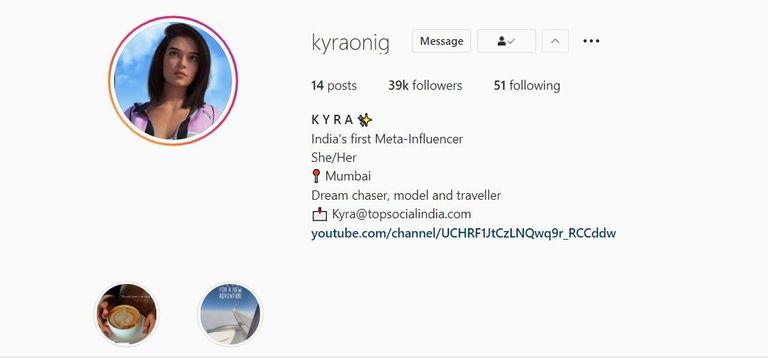 حساب الفتاة كيرا "KYRA" على إنستقرام أول أكونت Meta-fluencer على إنستقرام