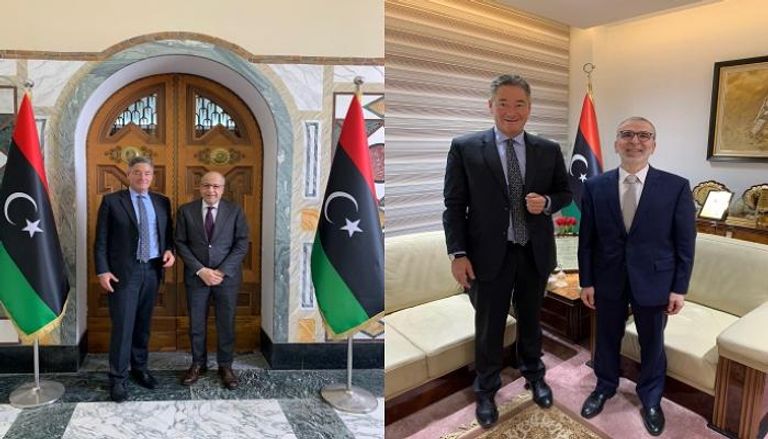 السفير الألماني لدى ليبيا مع رئيسي البنك المركزي مؤسسة النفط 