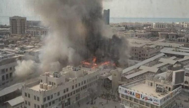 حريق في سوق المباركية بالكويت 
