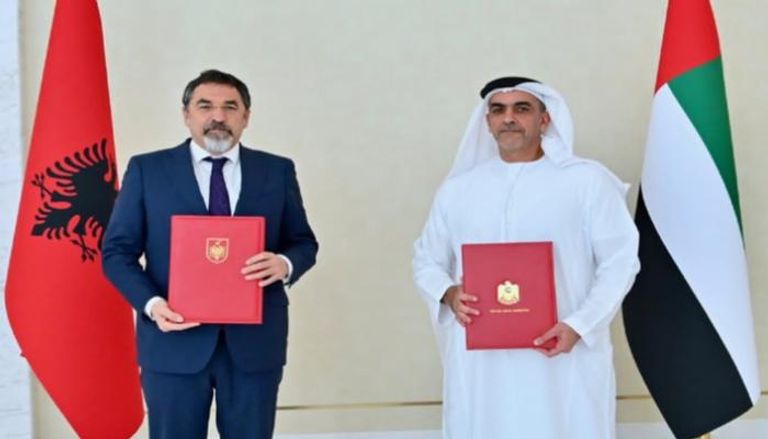 جانب من توقيع اتفاقية التعاون بين دولة الإمارات وألبانيا