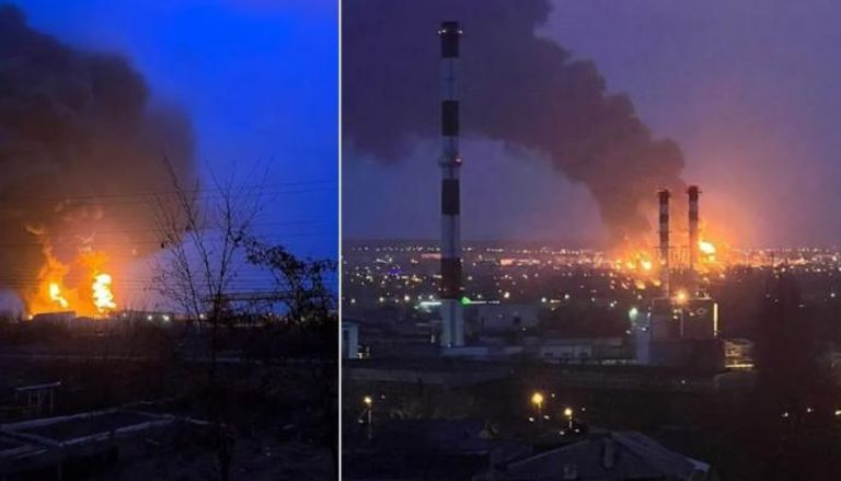 الحرائق تشتعل في خزانات بمدينة بيلغورود الروسية
