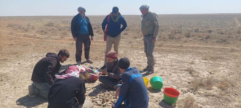 فريق ألماني عراقي خلال عمليات التنقيب