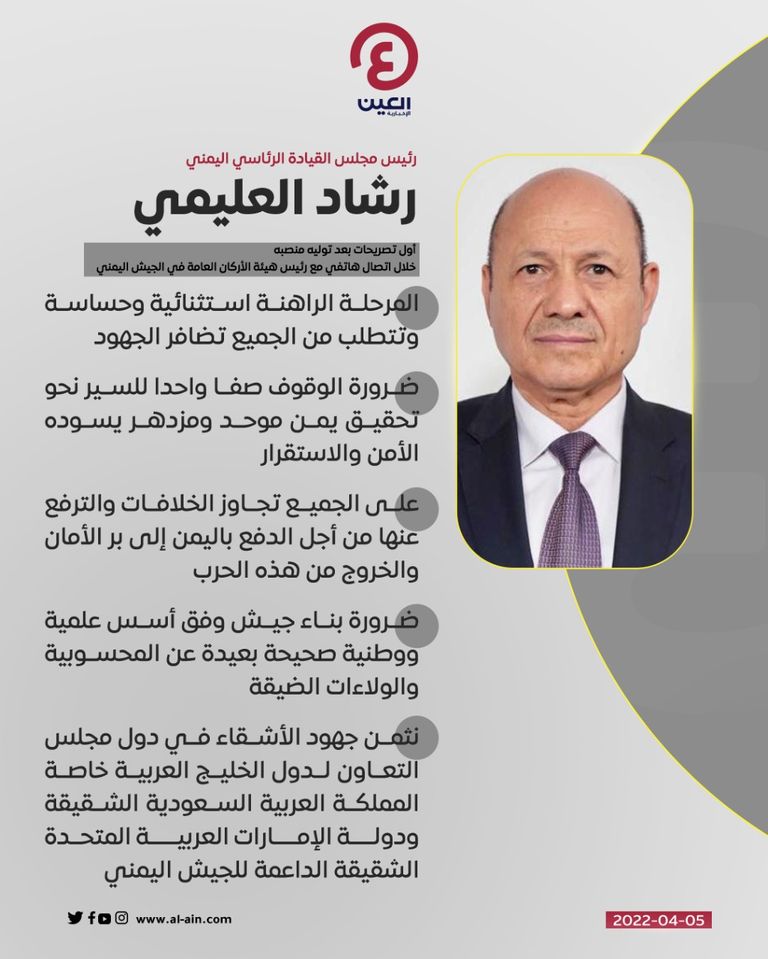 رشاد العليمي رئيس مجلس القيادة الرئاسي