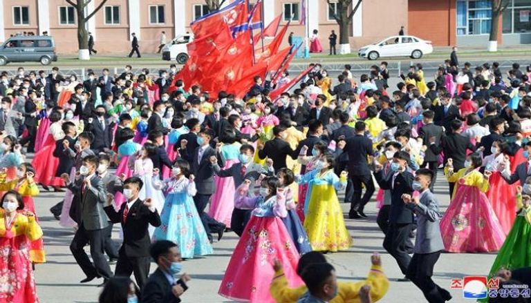 جانب من الاحتفالات التي تشهدها كوريا الشمالية- رويترز