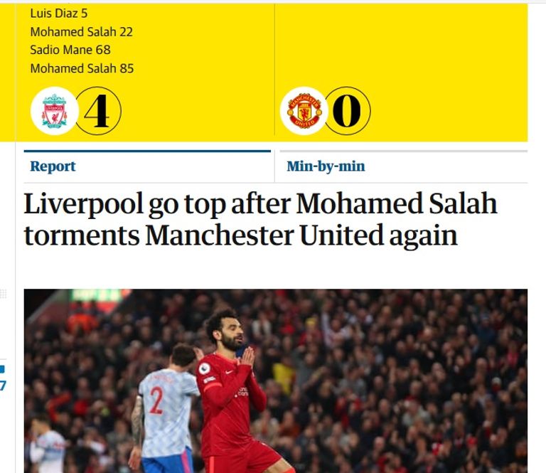 ذا جارديان: "صلاح يعذب مانشستر يونايتد" محمد صلاح مهاجم ليفربول