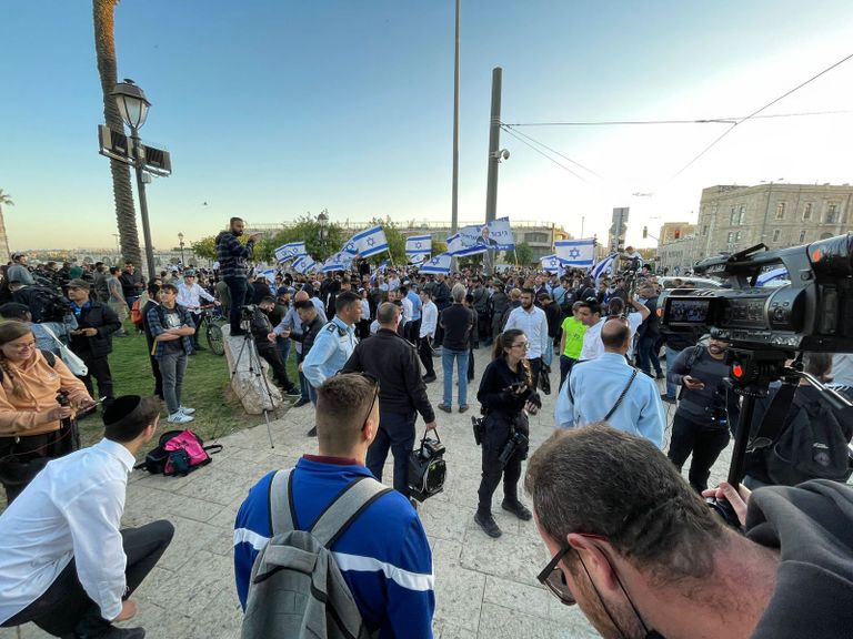 جانب من مظاهرة اليمين الإسرائيلي