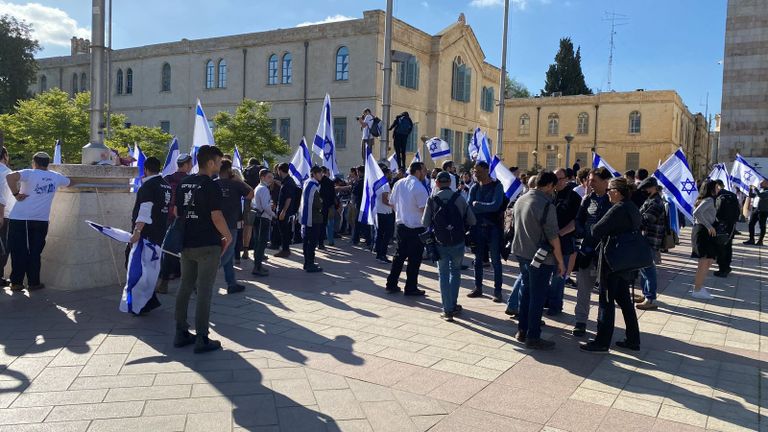 جانب من مظاهرة اليمين الإسرائيلي