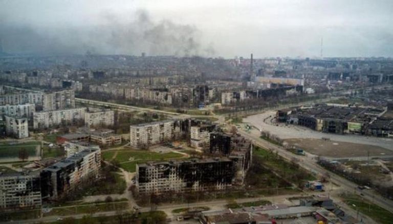 جانب من آثار القصف الروسي على ماريوبول