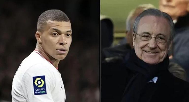 فلورنتينو بيريز رئيس نادي ريال مدريد وكيليان مبابي نجم باريس سان جيرمان هالاند نجم بروسيا دورتموند ومبابي نجم باريس سان جيرمان