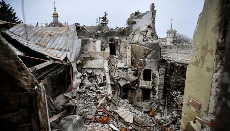 جانب من الدمار في ماريوبول الأوكرانية (أ. ف. ب)