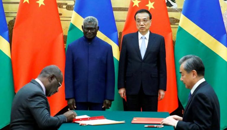 مراسم توقيع اتفاق بين الصين وجزر سليمان