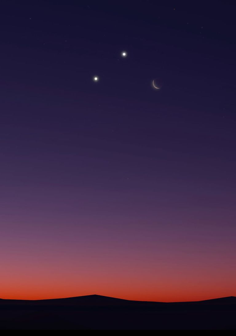 مثلث سماوي تشكلت أضلاعه بإقتران القمر مع كوكب الزاهرة في وجود المشتري