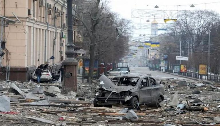 قصف روسي سابق على مدينة أوكرانية