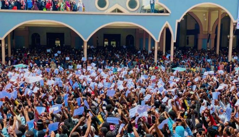 جانب من مظاهرات مسجد أنوار بأديس أبابا   