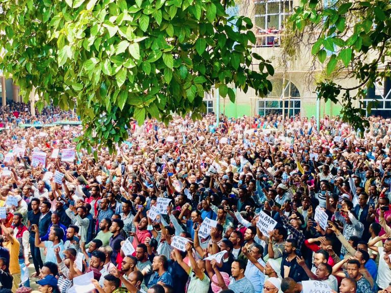 جانب من مظاهرات مسجد أنوار بأديس أبابا   