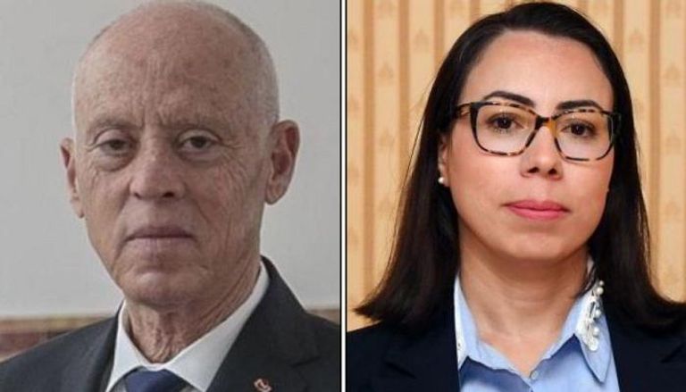 الرئيس التونسي والمسؤولة السابقة بالرئاسة نادية عكاشه