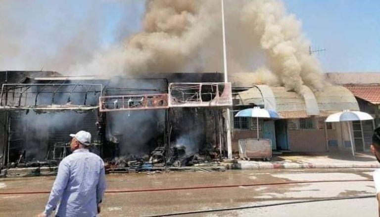 حريق في سوق الحناء بقابس التونسية