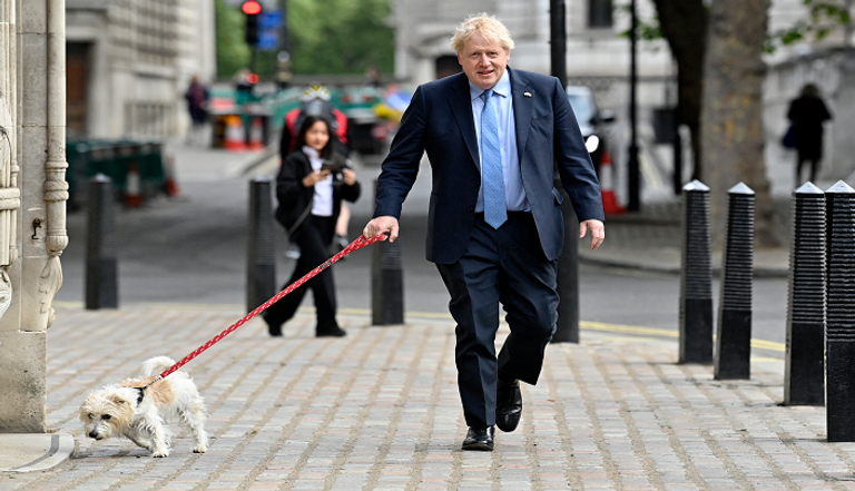 جونسون يصطحب كلبه