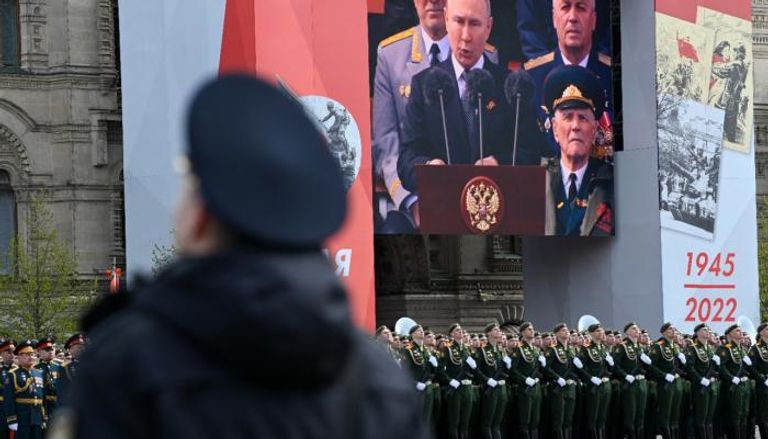 الرئيس الروسي فلاديمير بوتين خلال كلمته في الساحة الحمراء في عيد النصر