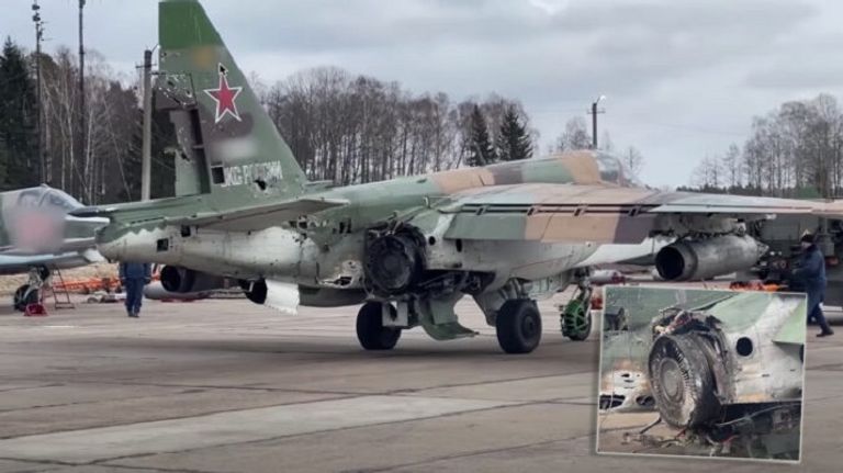 الطائرة الروسية سو25 بعد عودتها للقاعدة الطائرة الروسية سو25