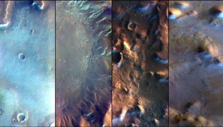 صقيع المريخ باللون الأبيض المائل للزرقة في كاميرا نظام التصوير الحراري