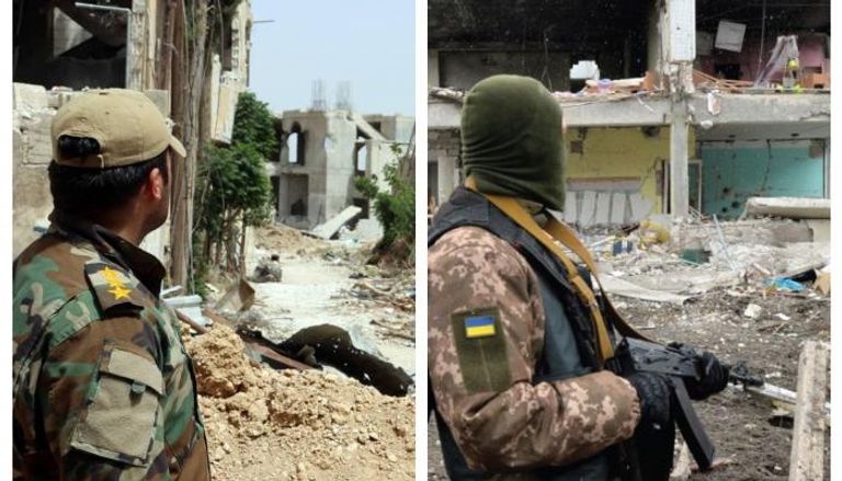 مشهدان متشابهان من أوكرانيا (يمين) وسوريا