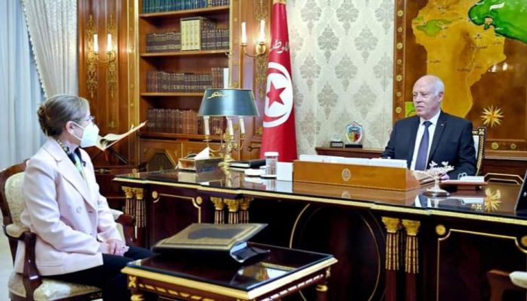 الرئيس التونسي خلال لقاء سابق مع رئيسة الوزراء