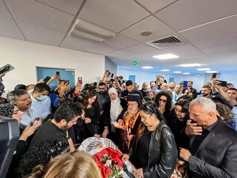 جانب من المراسم العسكرية لتوديع شيرين أبو عاقلة