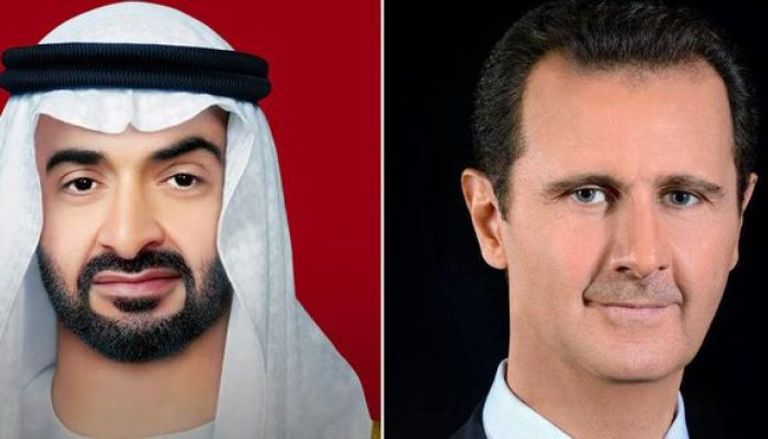 رئيس دولة الإمارات الشيخ محمد بن زايد ونظيره السوري بشار الأسد