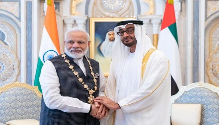 الشيخ محمد بن زايد رئيس الإمارات ورئيس وزراء الهند ناريندرا مودي