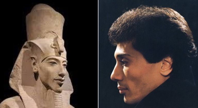 مصرية تنشر صورتها إلى جانب تمثال إخناتون