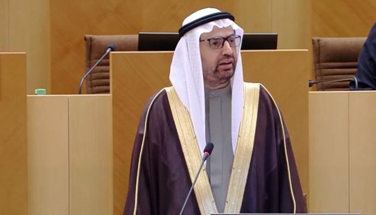 علي راشد النعيمي خلال إلقائه كلمته بالمجلس الوطني الاتحادي