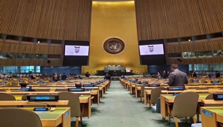 جانب من جلسة تأبين الشيخ خليفة بالأمم المتحدة