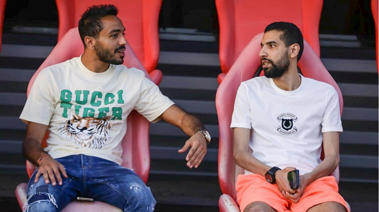 مؤمن زكريا وكهربا في مران الأهلي محمد صلاح ومؤمن زكريا في ليفربول