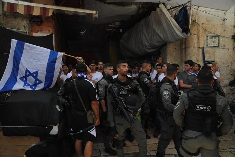 جانب من مسيرة الأعلام بالقدس 