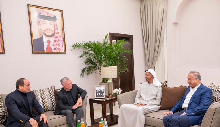 قادة الإمارات ومصر والأردن خلال لقائهم في القاهرة