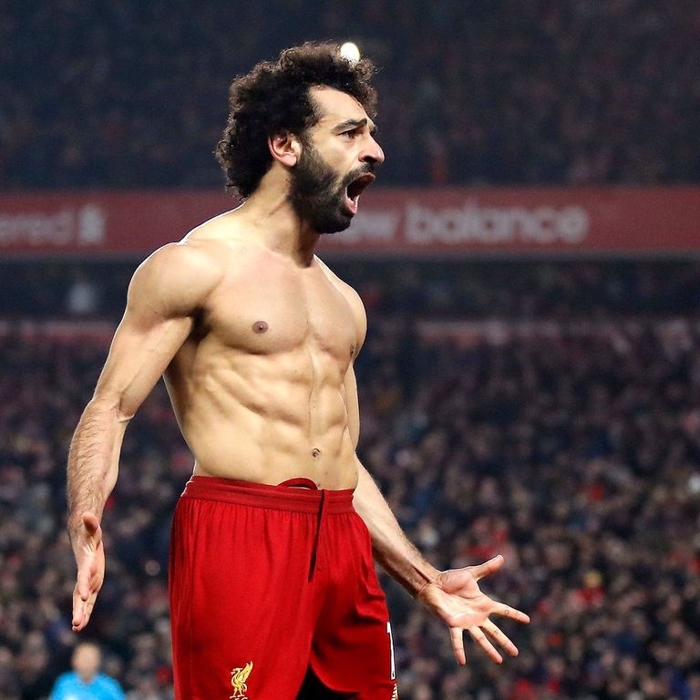 احتفال صلاح بخلع القميص محمد صلاح نجم ليفربول