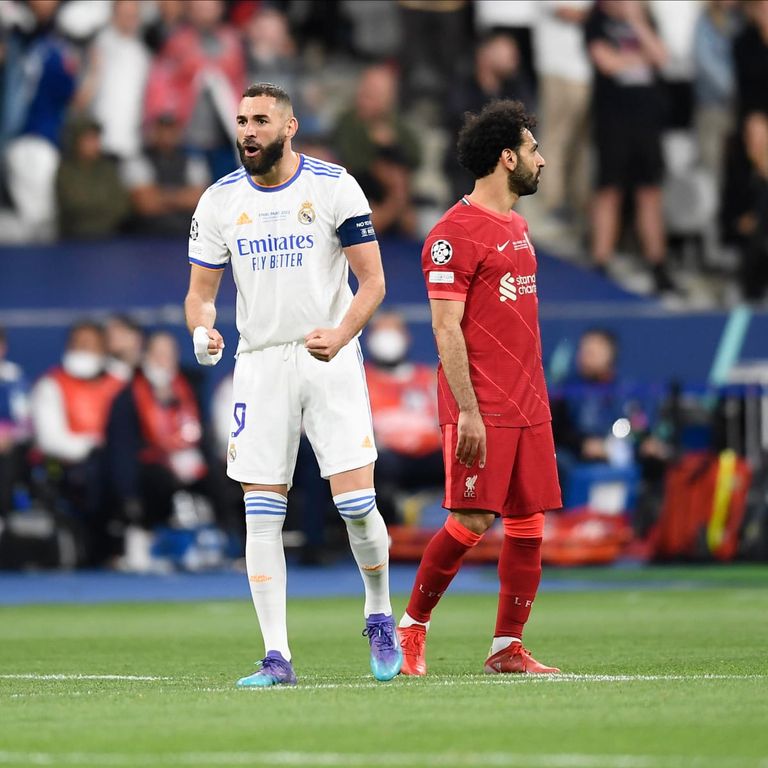 كريم بنزيما ومحمد صلاح محمد صلاح وتيبو كورتوا