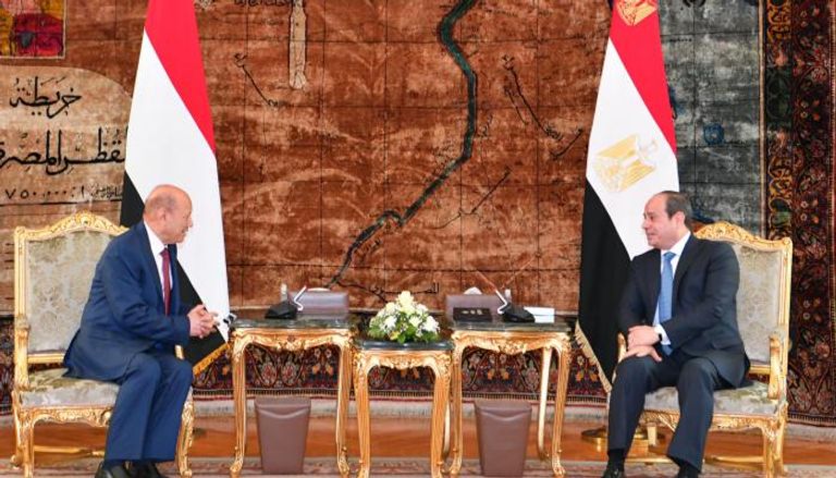 جانب من لقاء الرئيس المصري السيسي  ورئيس مجلس القيادة رشاد العليمي