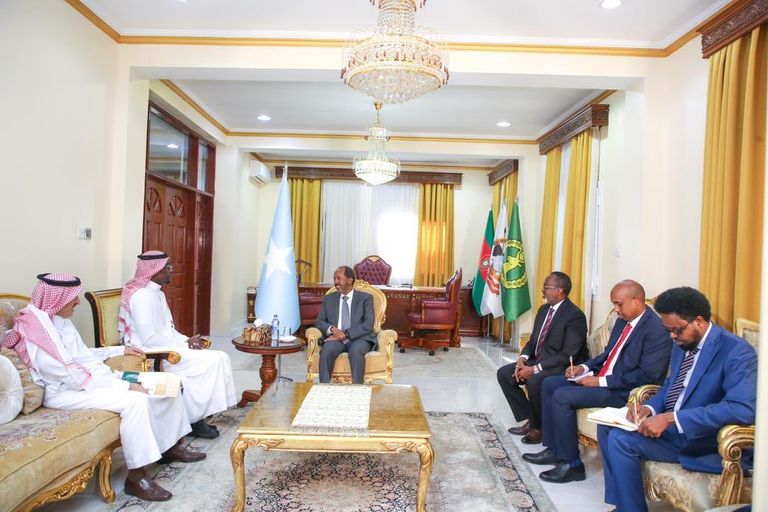 الرئاسة الصومالية الجديدة تباشر نشاطها باستقبال سفير السعودية الرئيس الصومالي والسفير السعودي