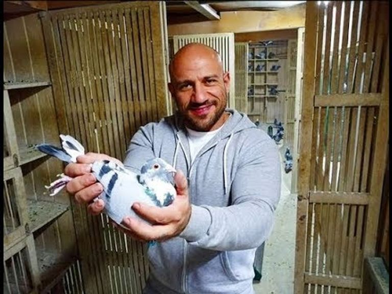 الفنان المصري أحمد مكي مع طائر يمتلكه